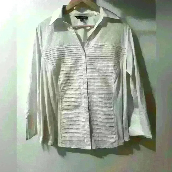 Women’s Zack and Rachel Brand Classic White Long Sleeve Tuxedo Style Blouse 1X - Picture 5 of 7